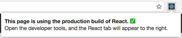 React-in produksiya versiyasını işlədən səhifədə React DevTools ikonu